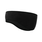 Black fleece ear warmer headband shown on a plain white background, angled side view