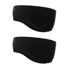Two black fleece ear warmer headbands shown side by side on a plain white background